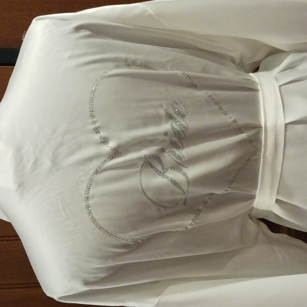 Victoria's Secret I do White Satin Bridal Wrap Kimono Robe Bride Bedazzle. OSFM